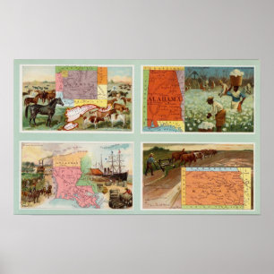 Grondgebied Wyoming, Alabama, Louisiana, Kansas Poster