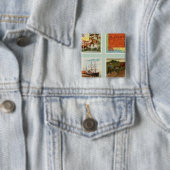 Grondgebied Wyoming, Alabama, Louisiana, Kansas Vierkante Button 5,1 Cm (In situ)