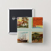 Grondgebied Wyoming, Alabama, Louisiana, Kansas Vierkante Button 5,1 Cm (Voorkant /achterkant)