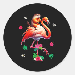 Grondhoeder die Flamingo Kostuum Familie Kinderen  Ronde Sticker