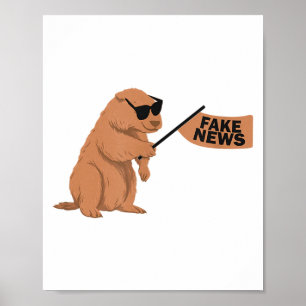 Grondhoeder Nep Nieuws Marmot Invloedrijke Sociale Poster