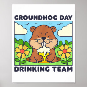 Grondhoertjesdag Drinkteam Grappige Mannen Vrouwen Poster