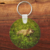 Grondhog in een veld sleutelhanger (Voorkant)