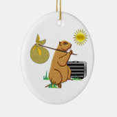 Grondhog loopt weg keramisch ornament (Rechts)