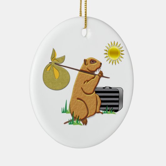 Grondhog loopt weg keramisch ornament (Rechts)