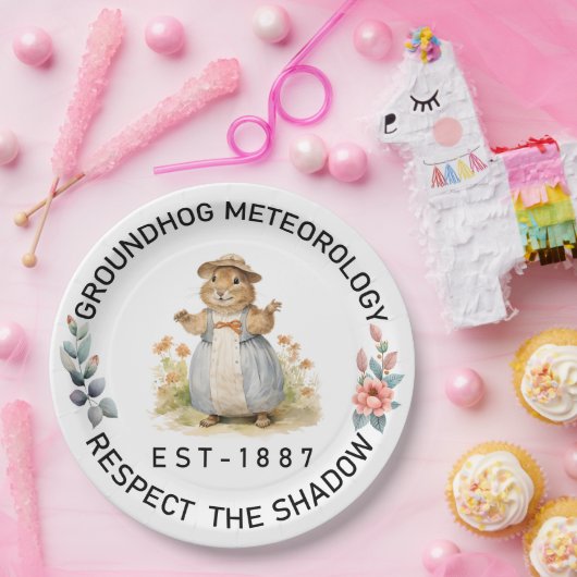 Grondhog Papieren Bordje (Feest)