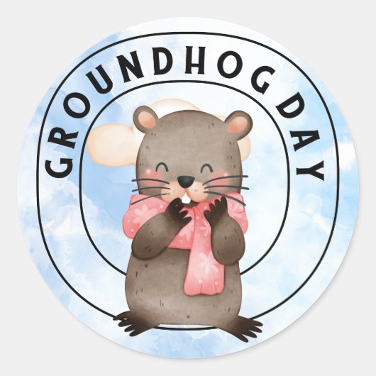 Grondhog Ronde Sticker (Voorkant)