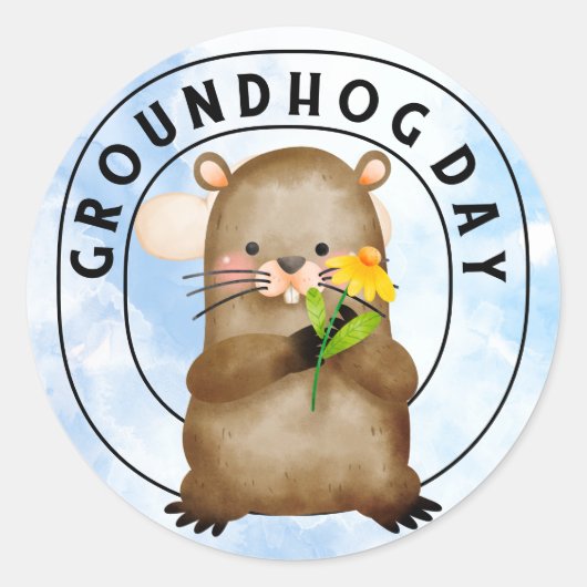 Grondhog Ronde Sticker (Voorkant)
