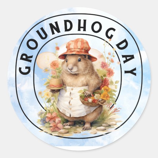 Grondhog Ronde Sticker (Voorkant)