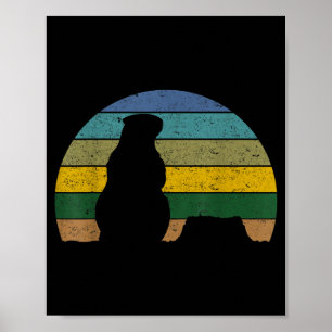 Grondhond Dag Retro Zonsondergang Vintage Stijl Af Poster