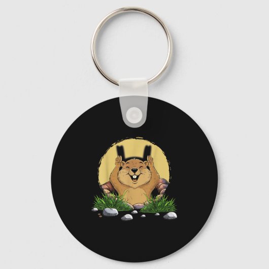 Grondhond Schaduw Knuffel Pop Grappige Dag Van De  Sleutelhanger (Voorkant)