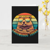 Grondhond Squad Retro Gelukkige Grondhond Dag Vint Kaart (Gele Bloem)