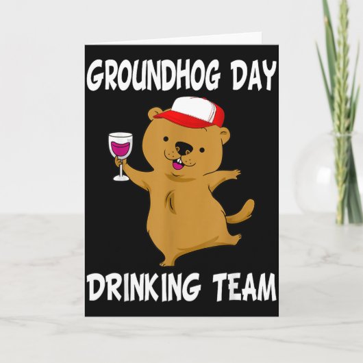 Grondhoorndag Drinkteam Schattig Grondhoorndier En Kaart (Voorkant)