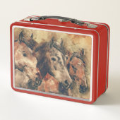 Grondige paarden die in een veld rijden (Achterkant)