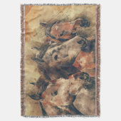 Grondige paarden die in een veld rijden deken (Voorkant Verticaal)