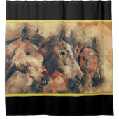 Grondige paarden die in een veld rijden douchegordijn (Voorkant)