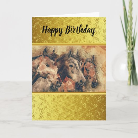 Grondige paarden die in een veld rijden kaart (Voorkant)