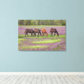 Grondige paarden in het hennepraakveld canvas afdruk (Insitu (Houten vloer))