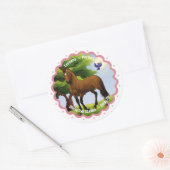 Grondige paarden in pasta ronde sticker (Envelop)