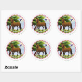 Grondige paarden in pasta ronde sticker (Vel)