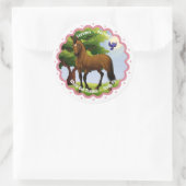 Grondige paarden in pasta ronde sticker (Tas)