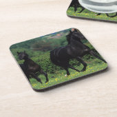 Grondige paarden op het veld Bloem Drankjes Onderzetter (Linkerzijde)