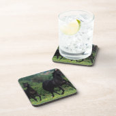 Grondige paarden op het veld Bloem Drankjes Onderzetter (Rechterzijde)