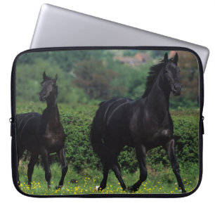 Grondige paarden op het veld Bloem Laptop Sleeve