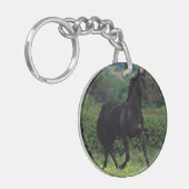 Grondige paarden op het veld Bloem Sleutelhanger (Voorkant Links)