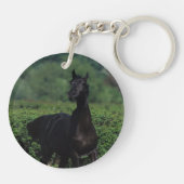 Grondige paarden op het veld Bloem Sleutelhanger (Achterkant)
