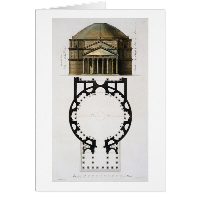 Grondplan en gevel van het Pantheon, Rome, van (Voorkant)