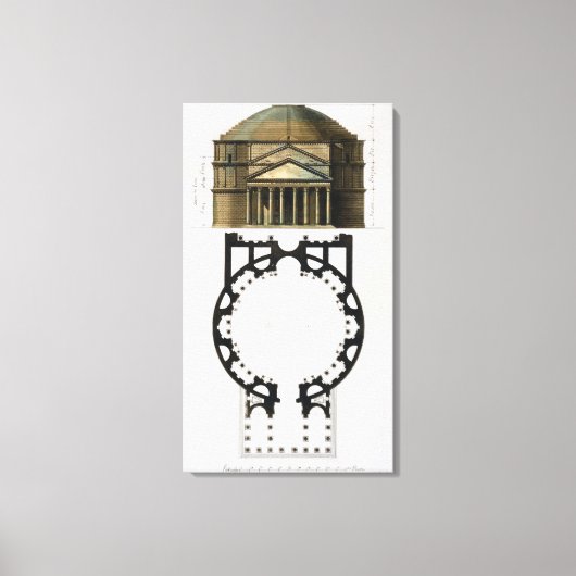 Grondplan en gevel van het Pantheon, Rome, van Canvas Afdruk (Voorkant)