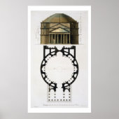 Grondplan en gevel van het Pantheon, Rome, van Poster (Voorkant)