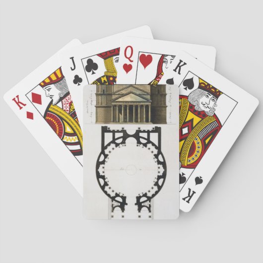 Grondplan en gevel van het Pantheon, Rome, van Speelkaarten (Achterkant)
