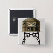 Grondplan en gevel van het Pantheon, Rome, van Vierkante Button 5,1 Cm (Voorkant /achterkant)