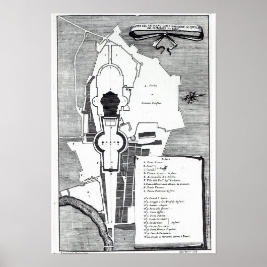 Grondplan van het Vaticaan in Rome Poster (Voorkant)