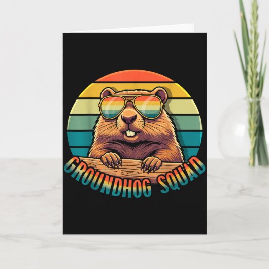Grondsquirrelsquad Retro Gelukkige Grondsquirrelda Kaart (Voorkant)