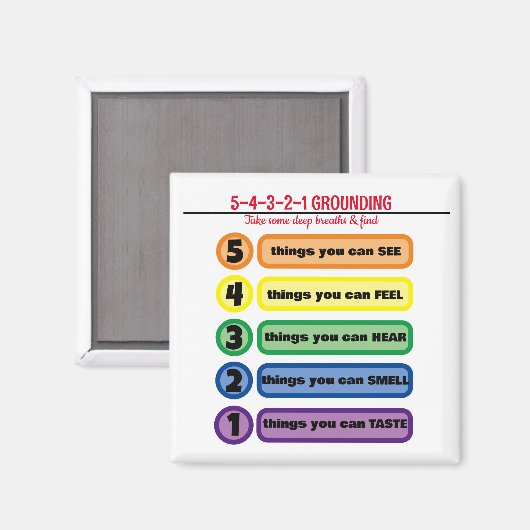 Grondtechniek voor angst/stress 5 zintuigen magneet (Voorkant / Achterkant)