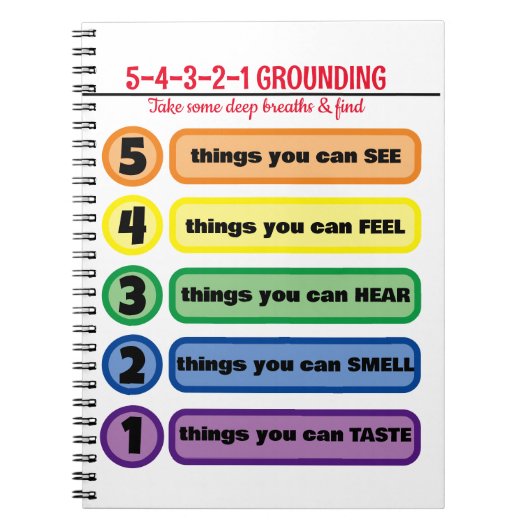 Grondtechniek voor angst/stress 5 zintuigen notitieboek (Voorkant)