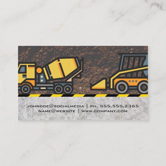 grondverzet | Bouwvoertuigen | Vuilconcert Visitekaartje (Achterkant)