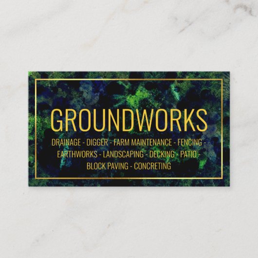 Grondwerken Landschapsarchitect Groen & Blauw Visitekaartje (Voorkant)