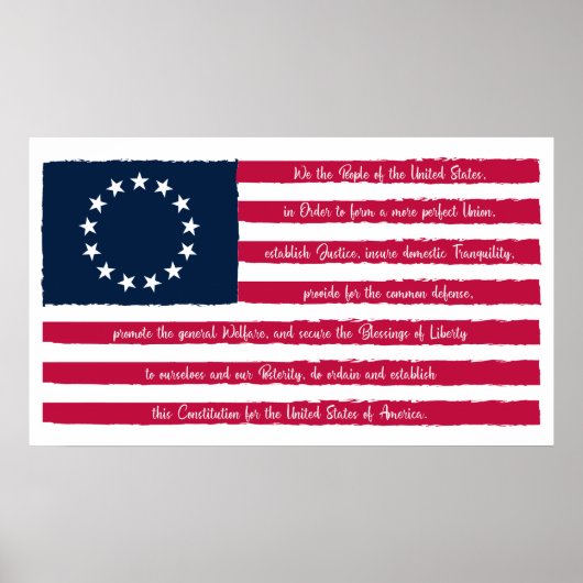 Grondwet Preamble Betsy Ross Flag Poster (Voorkant)