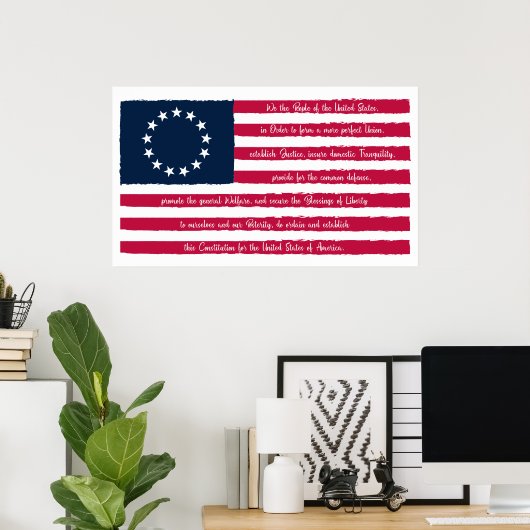 Grondwet Preamble Betsy Ross Flag Poster (Thuiskantoor)