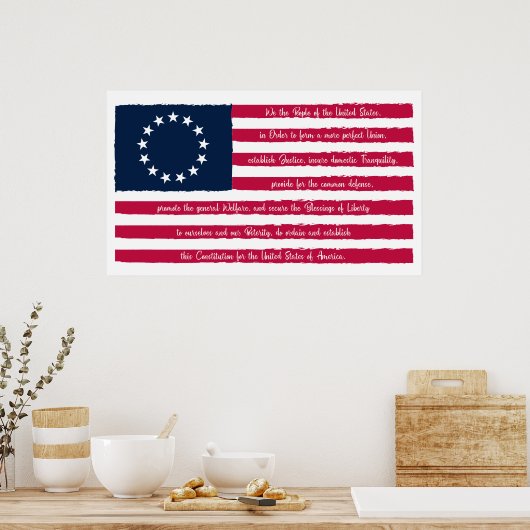 Grondwet Preamble Betsy Ross Flag Poster (Keuken)
