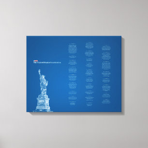 Grondwet van de Verenigde Staten Blauw en Standbee Canvas Afdruk