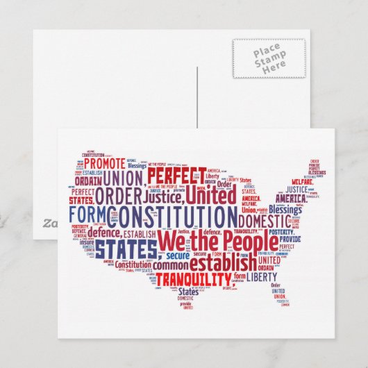 Grondwet van de Verenigde Staten in Vorm van de Briefkaart (Voorkant / Achterkant)