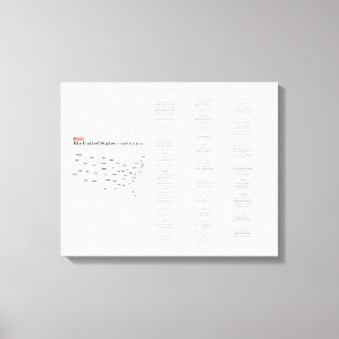 Grondwet van de Verenigde Staten met statenkaart Canvas Afdruk