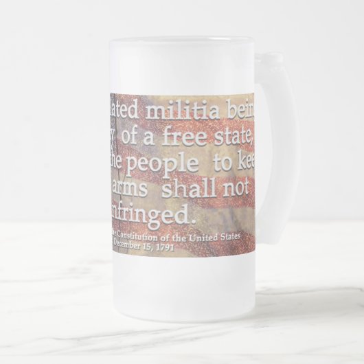 Grondwet van de Verenigde Staten Tweede amendement Matglas Bierpul (Voorkant rechts)