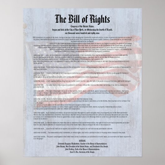 Grondwet VS Bill of Rights Geschiedenis Klaslokaal Poster (Voorkant)