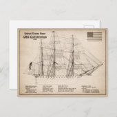 Grondwet VS - Scheepsblauwdruk Plannen SD Briefkaart (Voorkant / Achterkant)